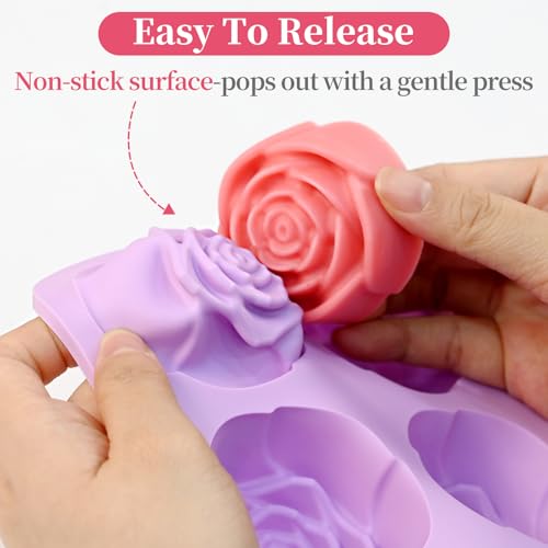 Rose Silicone Mold, 2 Pack Rose Chocolate Molds 24-Cavity - color: 2 Pcs Rose Chocolate Molds