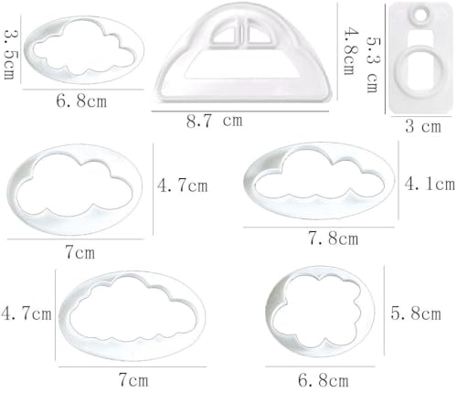 Cloud Cookie Cutter,Fluffy Cloud Fondant Car Cookie Cutters Cake Mold 7Pcs