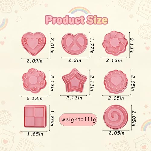 8 Pcs Jam-Filled Sandwich Cookie Cutter Set Star Cookie Stamps with Plunger - color: Star Cookie Cutter