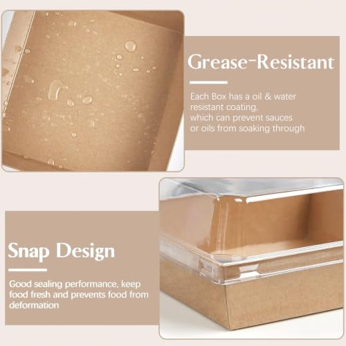 ZORRITA 100 Pack 5 Inch Paper Charcuterie Boxes with Clear Lids, Brown - color: Brown