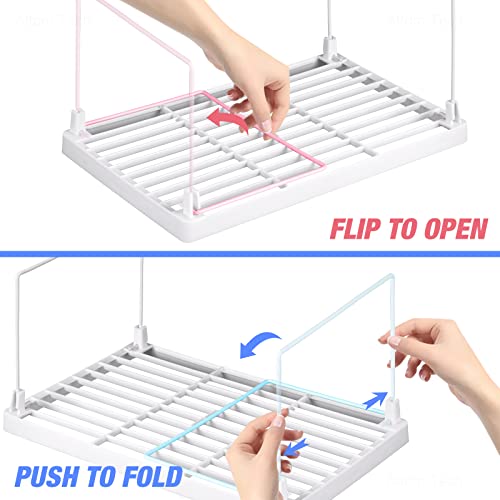 NiHome 2-Pack Stackable Plastic Kitchen Storage Shelf Foldable Rack, White - size: 2-Pack