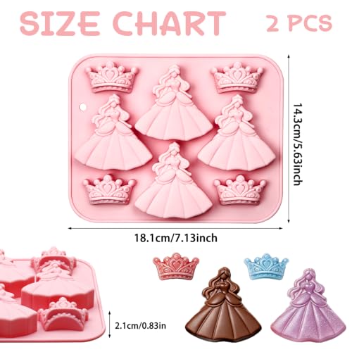 Princess & Crown Silicone Candy Baking Mold, 2 Pack - color: Pink-XY088
