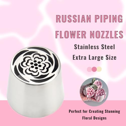 Extra Large Russian Flower Piping Tips, Stainless Steel Icing Tips Set