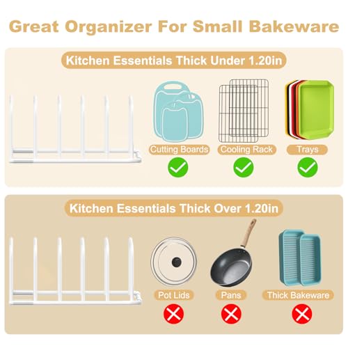 Cutting Board Organizer Storage, Baking Sheet Rack under Cabinet - color: 2pc, White