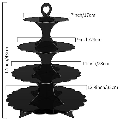 4-Tier Round Black Cupcake Stand, 2 Pack – Elegant Dessert Display for Weddings, Parties, Birthdays - color: Round Black 2 Pcak