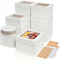 Arttown 20 Pack Cake Boxes and Cake Boards 12 Inch Tall Multi-Layer White - color: 20 pcs boxes +20 pcs cakes boards,12 inch