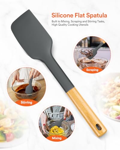 Badiano Silicone Heavy-Duty Spatula, Rubber Scraper for Nonstick Cookware - color: Gray