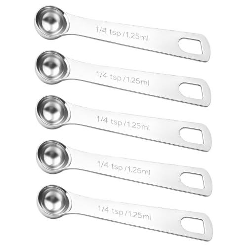5PCS 1/4tsp(1/12tbsp, 1.25 ml) Measuring Spoon Teaspoons Stainless Steel Measure Spoons for Precise Cooking, Baking and Spices Measurement - size: 1/4tsp(1/12tbsp, 1.25 ml)