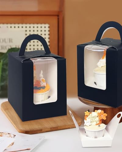 Bakepacker Auto Pop-up Cupcake Boxes, Black, 3.6"X3.6"X4.3", 100 Count - color: Black, size: 3.6x3.6x4.3inch/100packs
