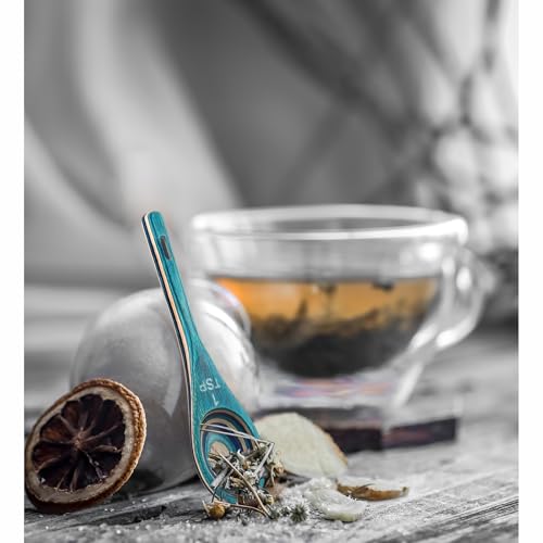 6pcs Pakkawood Measuring Spoons Set, Turquoise Blue - color: Turquoise Blue 6pcs