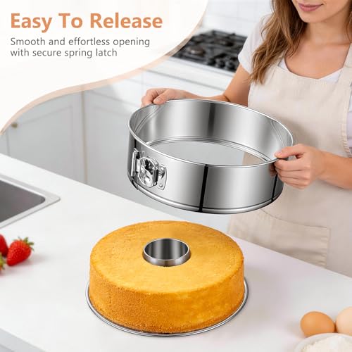 10-Inch Angel Food Bundt Cake Pan, Removable Bottom, 304 Stainless Steel