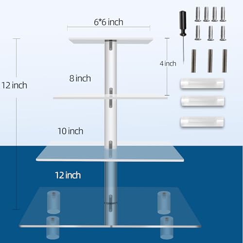 Jusalpha Large 4 Tier Square Acrylic Cupcake Stand, Cake Stand - size: 4 Tier With Rod Feet, Version 2