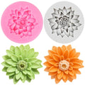 3D Chrysanthemum Silicone Mold Flower Fondant Cake Molds Set Of 2 - color: Style H