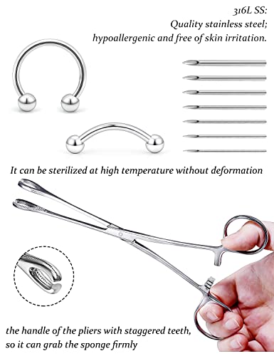 Vsnnsns 9 Style 316L Surgical Steel Body Piercing Tools Kit Piercing Clamps Forceps Use for Nose Septum Lip Tongue Eyebrow Belly Rings Ear Dermal Piercing Jewelry Kit Tools - color: Style 4, Piercing Clamp Forceps
