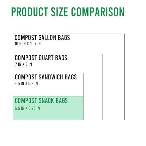 BEIDOU-PAC Compostable Snack Storage Zip Bags, 100 Count | 2 Mil | 6.5 IN x 3.25 IN, Freshness Easy Open Biodegradable Eco-Friendly Reclosable Compost Zipper Bags for Food On the Go - style: Zip | snack 100 count