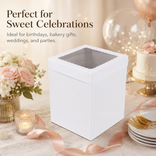 JCD Heavy-Duty 8x8x10inch Corrugated Cake Boxes Fits 6in Double Layer Cakes - size: 8*8*10inch/5pcs