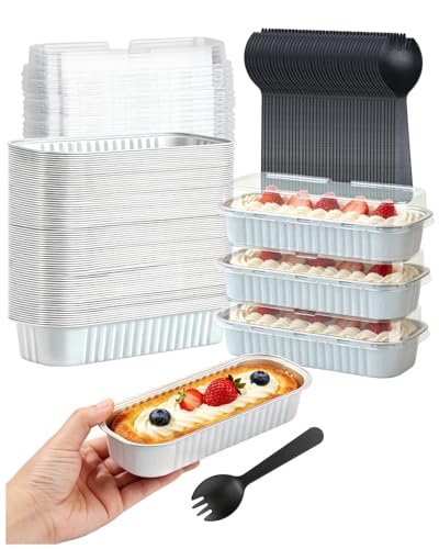 LNYZQUS Mini Loaf Pans with Lids 100 Pack, 6.8oz Small Cake Tins - color: White, size: 6.8 oz