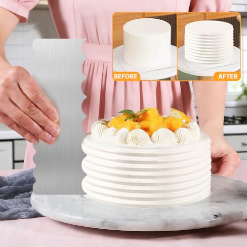 6PCS Stainless Steel Cake Scraper,Cake Decorating Comb