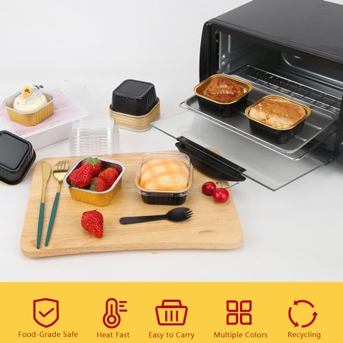 LNYZQUS 5oz Mini Cake Pans with Lids, Individual Brownie Tins 120 Pack - color: Black, size: 120 Pack
