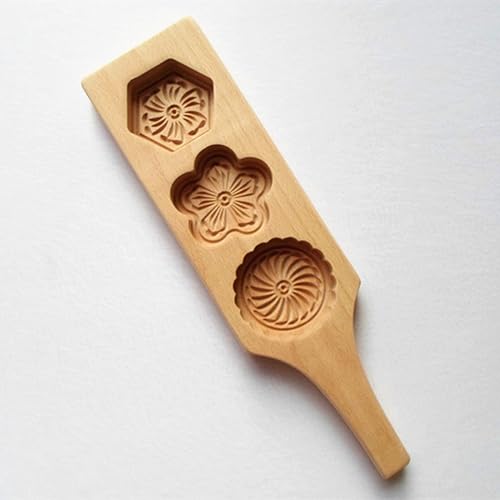 3 Hole Flower Shaped Wooden Cookie Mold