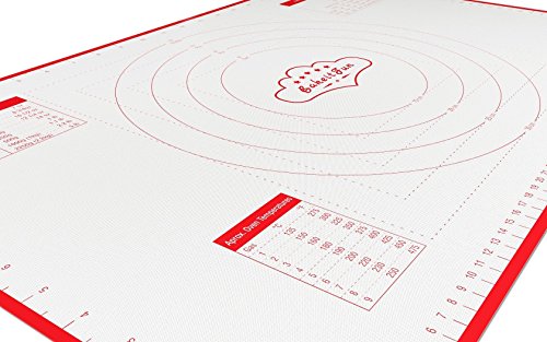 Silicone Pastry Mat Standard 23 x 15 in Nonstick Dough Rolling Mat with Measurements Inch and cm Circles Conversion Charts BPA Free Heat Resistant to 450 F Dishwasher Safe - size: Standard