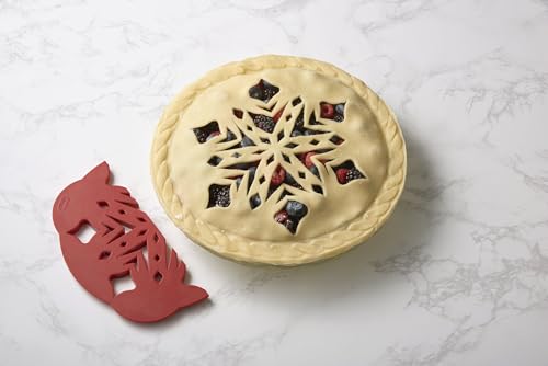 Talisman Designs Pie Top Cutter | Pie Crust Cutter | Pie Decorating Tools | Pie Pastry Baking Accessories | Stencil Crust Cutout | 10-Inch | Snowflake Design | Red - style: Pie Top Cutter - Snowflake