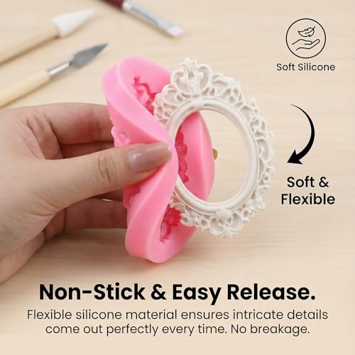 Jeffdad 2 PCS Photo Frame Silicone Molds, Photo Frame Fondant Molds