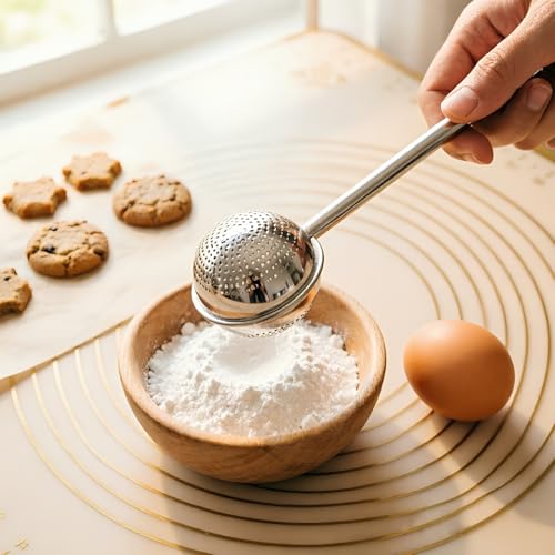 2Pcs Flour Duster Sifter for Baking,304 Stainless Steel Powdered Sugar Shaker Duster with Handle Small Sifter Tool Baking Supplies for Home Bakers Flour Sugar Spices Dusting Wand Kitchen Gadgets