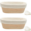 Banneton Bread Proofing Basket set of 2, 9.8 Inch Oval Sourdough Proofing Baskets with Liner,Dough Proofing Bowls,Made of Natural rattan,for Sourdough Bread Baking Supplies - size: 2 set 9.8 inch Oval