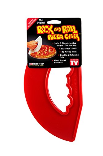 Smartwares Rock and Roll Pizza Cutter, Plastic Rocking Slicer, Made in USA - color: Red