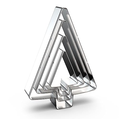 Tree Cookie Cutter Set - 5", 4", 3", 2" - 4 Piece - Stainless Steel - color: Christmas Tree