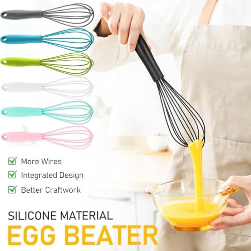 Mini Whisk, Small Silicone Whisk, Tiny Hand Egg Mixer for Flour Cake Egg - color: Gray