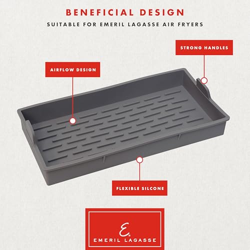 Emeril Lagasse Air Fryer Liners (4-Piece Reusable Silicone Set), Nonstick Silicone Air Fryer Oven Liners Compatible with Emeril Lagasse 25QT & 26QT Air Fryer Oven, Dishwasher Safe – Red - color: Red