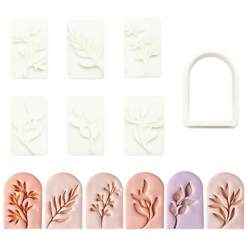 7pcs Leaf Polymer Clay Stamps Cutter Mold Set