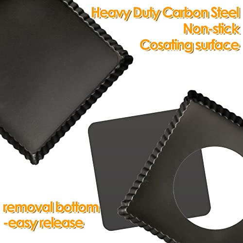Square Pie Pan Nonstick Tart Pan With Removable Bottom Heavy Duty Carbon Steel Fluted Quiche Pan Tart Mold for Baking Mousse Cakes Dessert,8.2 x 1-Inch - size: 8.2" X 8.2" X 1" (Removable Bottom)
