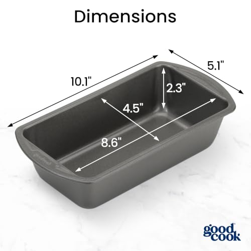 GoodCook Nonstick Loaf Pan Heavy-Duty Steel Bakeware with Easy-Clean Non-Stick Coating, Oven & Dishwasher Safe Pan for Meatloaf Breads Cakes Brownies Lasagnas Casseroles & More, 8 x 4-Inch, Gray - size: 8" x 4"