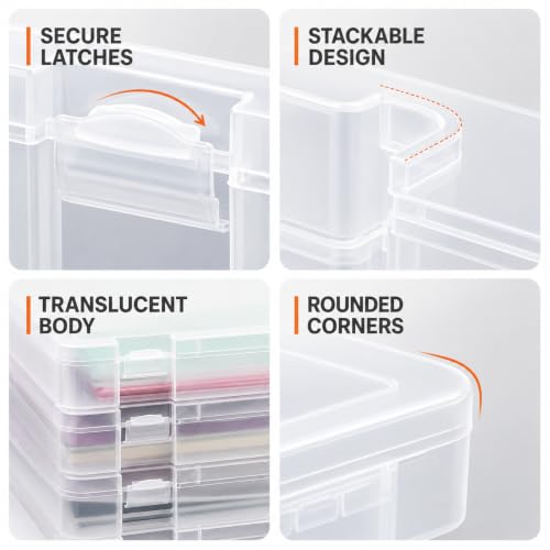CraftGenes 4 Pack Scrapbook Paper Storage Boxes for Letter and A4 Paper