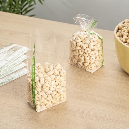 Restaurantware Clear Plastic Gusset Bags, Flat Bottom, 3 x 6 1/2 In, 100 Ct - size: 3" x 2" x 6.5" - Wicker Dispensing