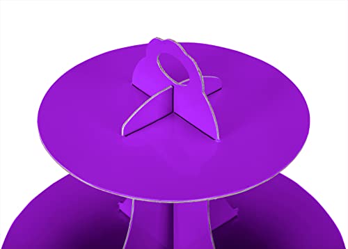 YLDW Cupcake Stand, 3-Tier Cupcake Stand Display, Cardboard Cup Cake Tower Stand, Disposable Dessert Stand for Birthday Tea Party Baby Shower Treat Decorations, Purple - color: Purple