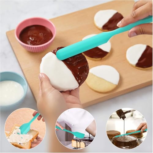 5-Pack Silicone Spatula Set – Heat-Resistant Baking, Cooking & Mixing Tools, Seamless Design, Non-Stick & Easy to Clean, Aqua Sky - color: Aqua Sky