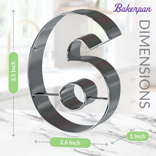 Bakerpan Stainless Steel Number 6 Cookie Cutter, 3 1/2 Inch - Set of 2 - style: Six