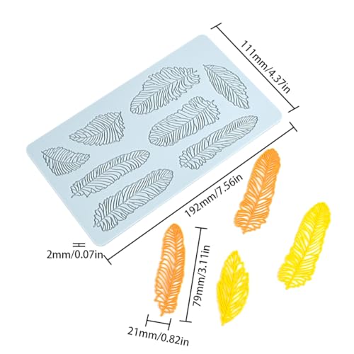 Silicone Lace Fondant Mold for Cake Decorating, Feather Pattern Sugarcraft, Clay, Polymer Clay, and Fondant Tools (D_ Feather) - size: D_ Feather