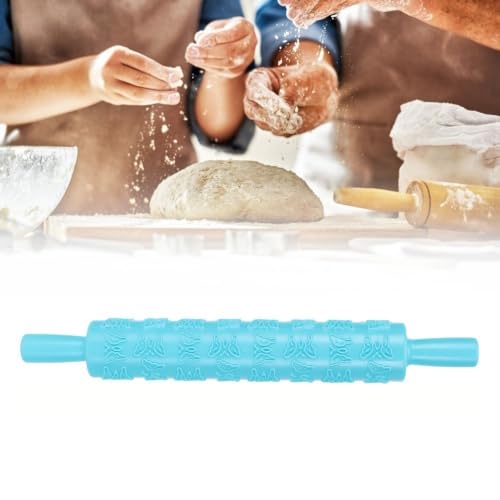 Limen Embossed Fondant Rolling Pin,PP Plastic Pattern Roller with Dual Handles for Cookies,Pastry,Cake Decor,14.37 x 1.97 in(Butterfly Pattern) - size: Butterfly Pattern