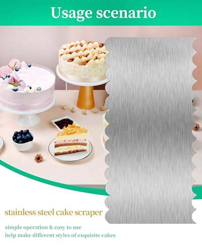 8.6 Inch Metal Cake Scraper Smoother, Jagged Edge Frosting Combs for Cream - size: Cake Comb-2