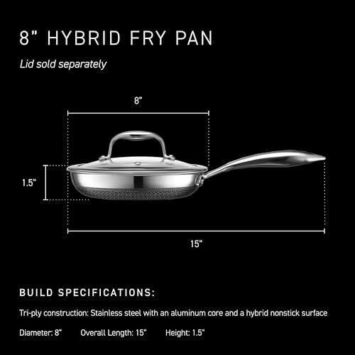 HexClad 8" Hybrid Nonstick Frying Pan, Dishwasher & Induction Safe - size: 8-inch, style: Pan