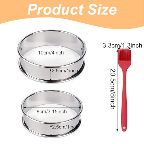10Pcs Cookie Rings for Baking Cooking English Muffin Crumpet Rings Stainless Steel Round Cookie Double Rolled Tart Molds for Kitchen Baking, 4+3.35 Inch - size: 4 Inch and 3.15 Inch