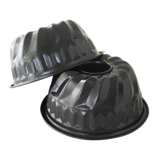 4 Inch Small Fluted Tube Cake Pan, Mini Nonstick Kugelhopf Mold - color: Black