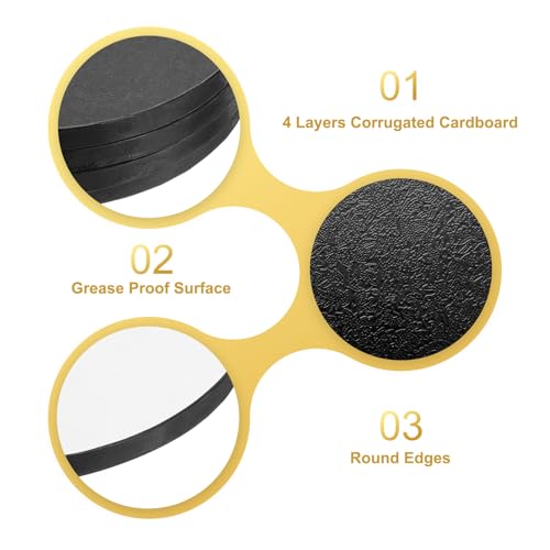 uxcell 4pcs Cake Boards, 6 Inch Round Cake Drum Circle Cake Base Grease Proof Pastry Board for Cake Baking Wedding Birthday Party Supplies Black