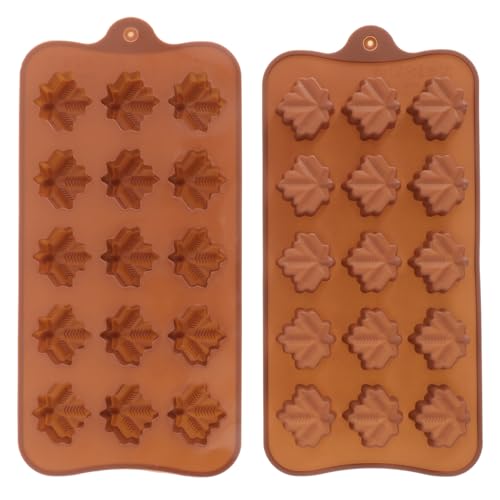 YARNOW Silicone Maple Leaf Baking Mold Set 2 Pcs Flexible Chocolate Candy Fondant Mold for Autumn Baking and Diy Kitchen Tools 8.26X4.33 Inches
