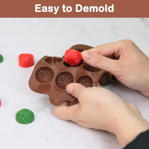 Mini Flower Silicone Molds, 15 Cavities Four-Shape Flower Molds for Making Chocolate/Candy/Fondant/Gummy, 2 PCS Food Grade Chocolate Mold for Fruit Snack/Snack Biscuits - color: Four-Shaped